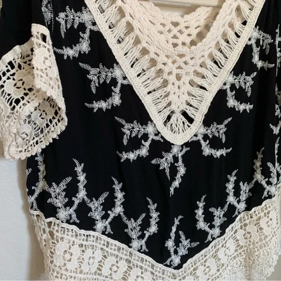 Solitaire | Size L Crochet Top Bohemian Western Festival Short Sleeve Festival - Picture 11 of 12